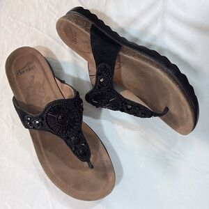 DANSKO Pamela Black Jewelled Beaded Thong Sandals